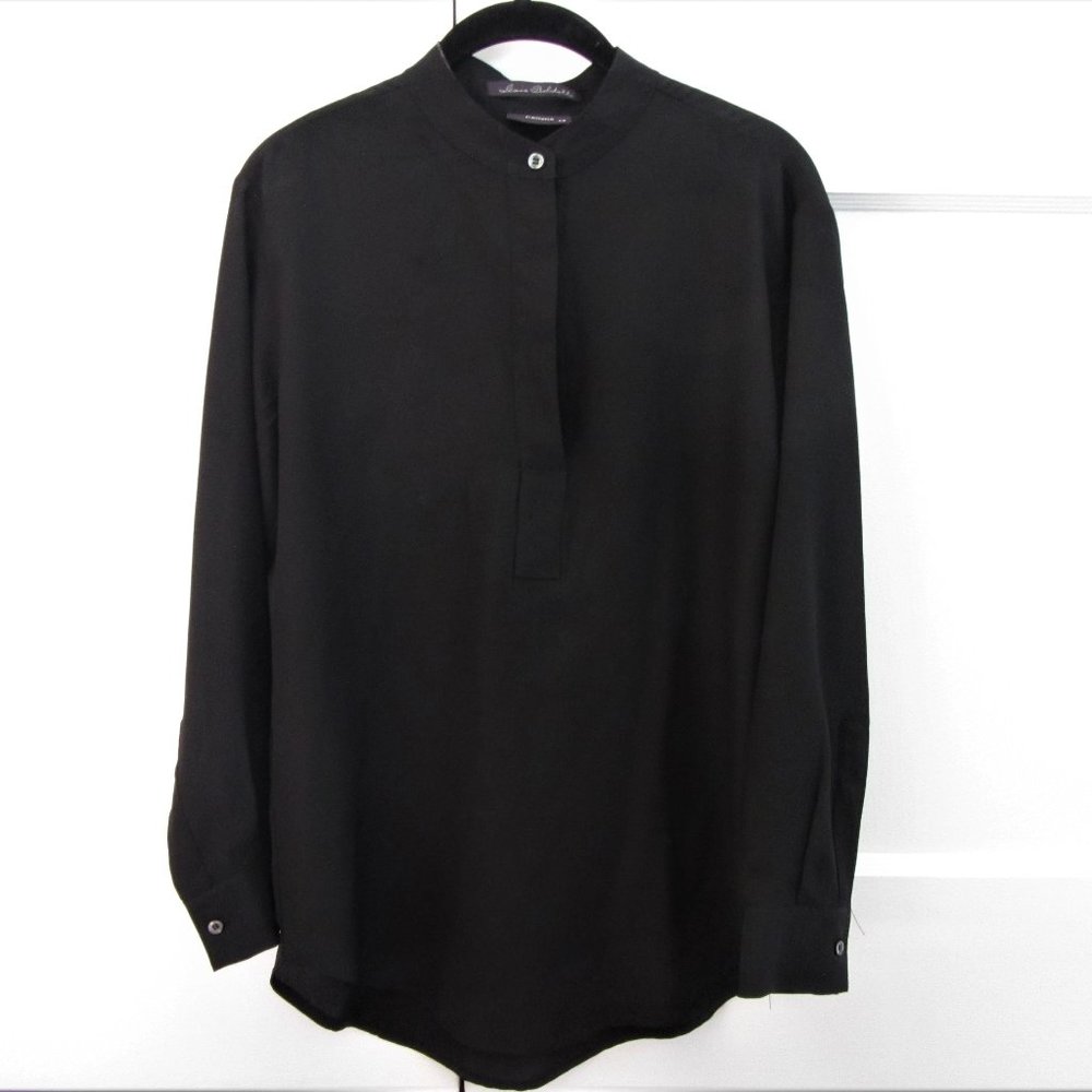 Gaia Boldetti Silk Blouse, Black, Elegant, Size 4, Made in Italy